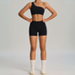THE MURMUR ONE-SHOULDER SPORTS BRA AND SHORTS SET