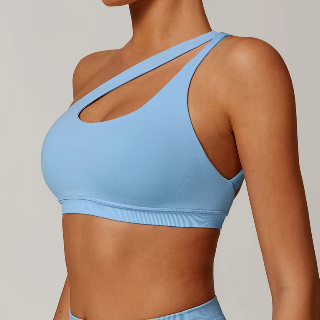 THE EVESSA ONE SHOULDER SPORTS BRA-Sports Bras-Gym Giants