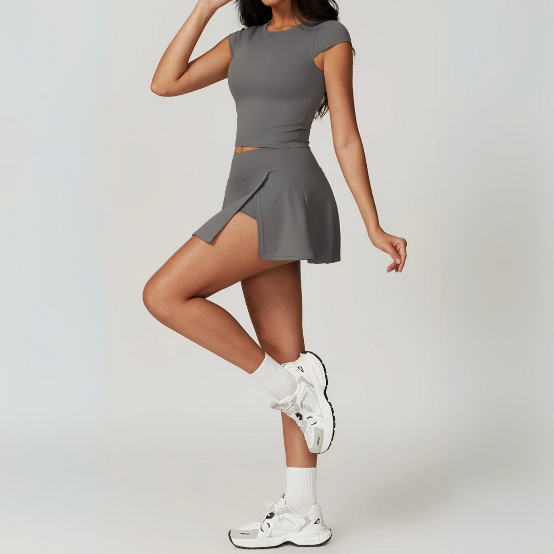 VIVIENNE CROPPED TEE AND SKIRT SET