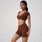 FAWN SEAMLESS HIGH-WAISTED SHORTS
