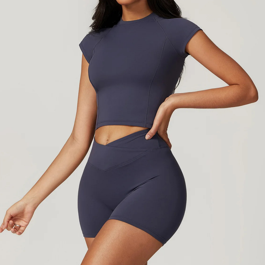 THE TARIJA COMPRESSION CROP TEE-T-Shirts-Gym Giants