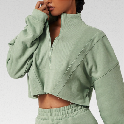 AMERICANA CROPPED ZIP FRONT SWEATER-Sweaters-Gym Giants