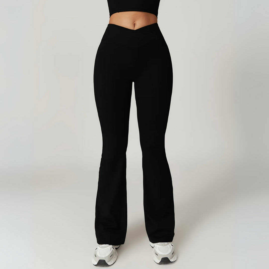 THE TARIJA FLARED V-WAISTED LEGGINGS-Leggings-Gym Giants