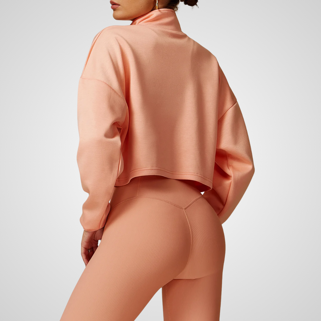 THE SOLINA CROPPED HALF-ZIP SWEATER