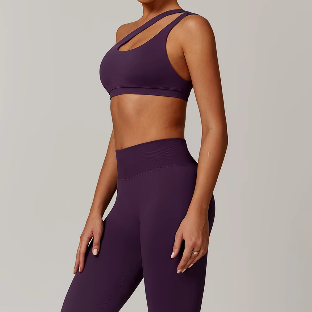 THE EVESSA ONE SHOULDER SPORTS BRA-Sports Bras-Gym Giants