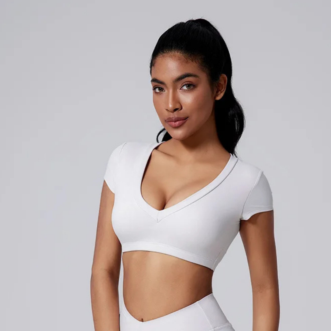 FAWN CROPPED V-NECK TEE