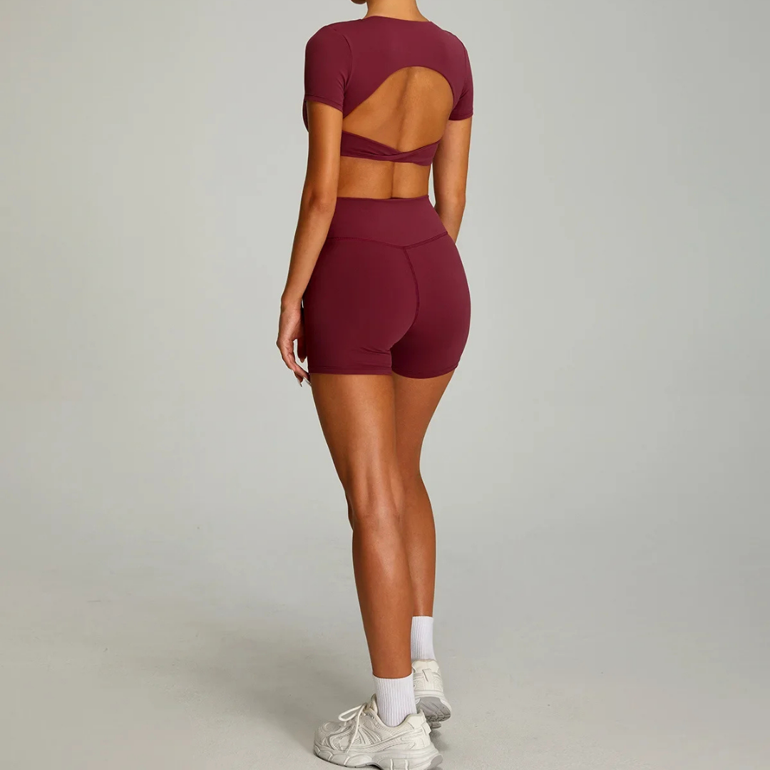 GLOWLINE CROPPED TWIST FRONT TEE