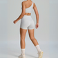 THE MURMUR ONE-SHOULDER SPORTS BRA AND SHORTS SET