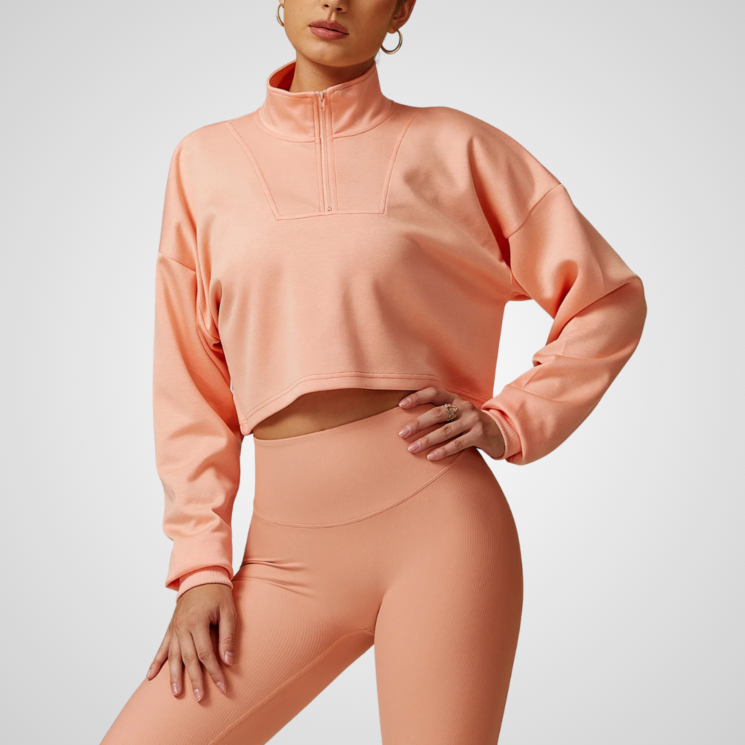THE SOLINA CROPPED HALF-ZIP SWEATER