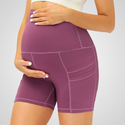 LAURIA HIGH-WAISTED MATERNITY SHORTS-Shorts-Gym Giants