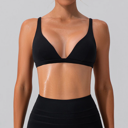 Athena V-Neck Sports Bra – Style and comfort in one. Premium nylon blend for quick drying, breathable material, and durability. Sweat in style with confidence, knowing your sports bra works as hard as you do. Built to last, Athena Sports Bra is your perfect workout companion. Conquer your workouts with confidence – order today!