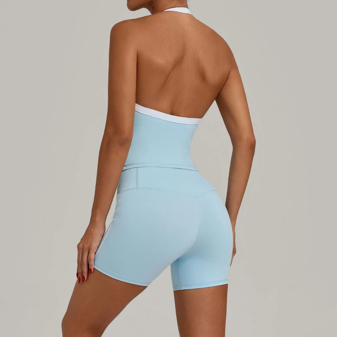 CLOVER HALTERNECK SINGLET & SEAMLESS SHORTS SET