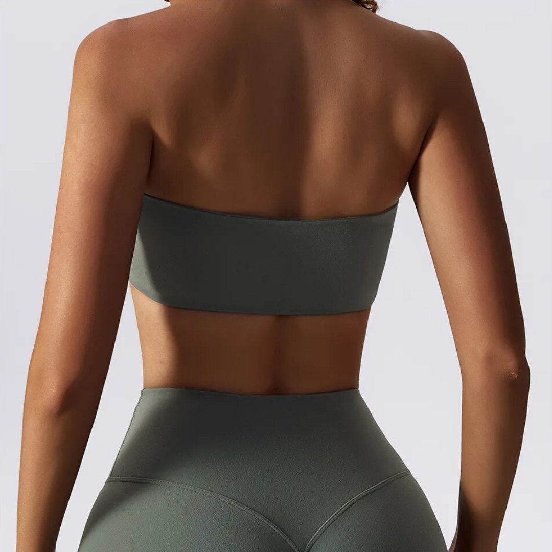 Leda Bandeau Sports Bra: Elevate Your Active Lifestyle with Style and Performance - Breathable Nylon/Spandex Blend, Quick-Dry Technology, Durable Design, and Versatile Bandeau Style. Stay Cool, Comfortable, and Fashion-Forward in Your Fitness Journey!