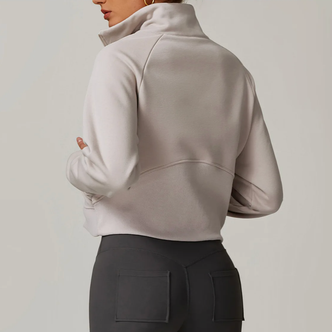 CINDER CROPPED HALF-ZIP SWEATER