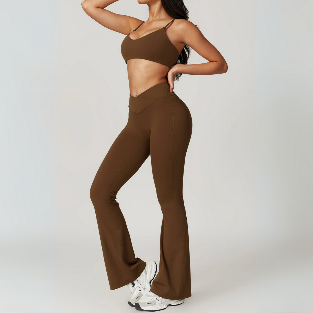 THE TARIJA FLARED V-WAISTED LEGGINGS-Leggings-Gym Giants
