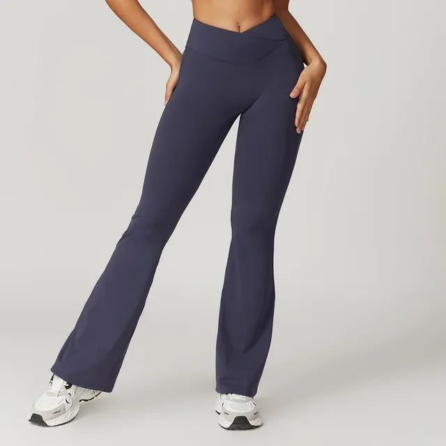 THE TARIJA FLARED V-WAISTED LEGGINGS-Leggings-Gym Giants