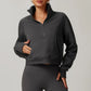 CINDER CROPPED HALF-ZIP SWEATER