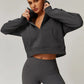 CINDER CROPPED HALF-ZIP SWEATER