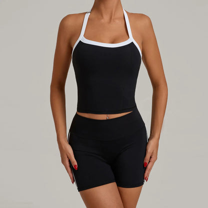 CLOVER HALTERNECK SINGLET & SEAMLESS SHORTS SET