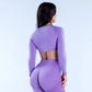 THE AURA TWIST FRONT LONG SLEEVE CROP-Long Sleeve Shirts-Gym Giants