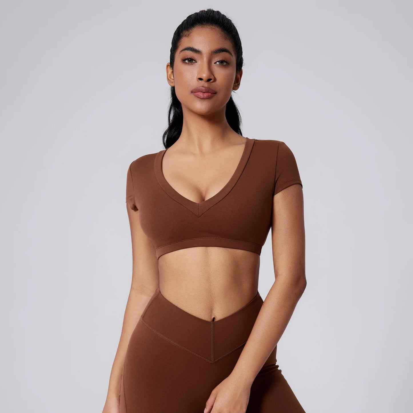 FAWN CROPPED V-NECK TEE