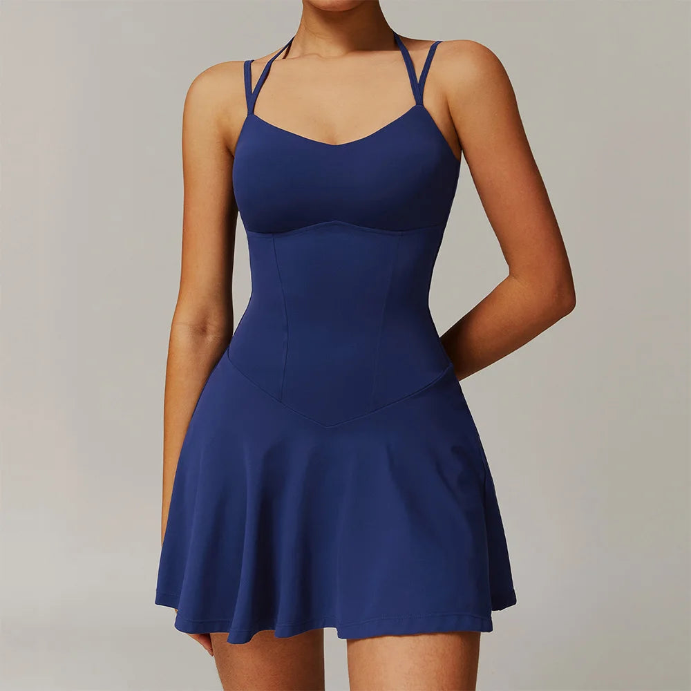AMALINA V-NECK TENNIS DRESS