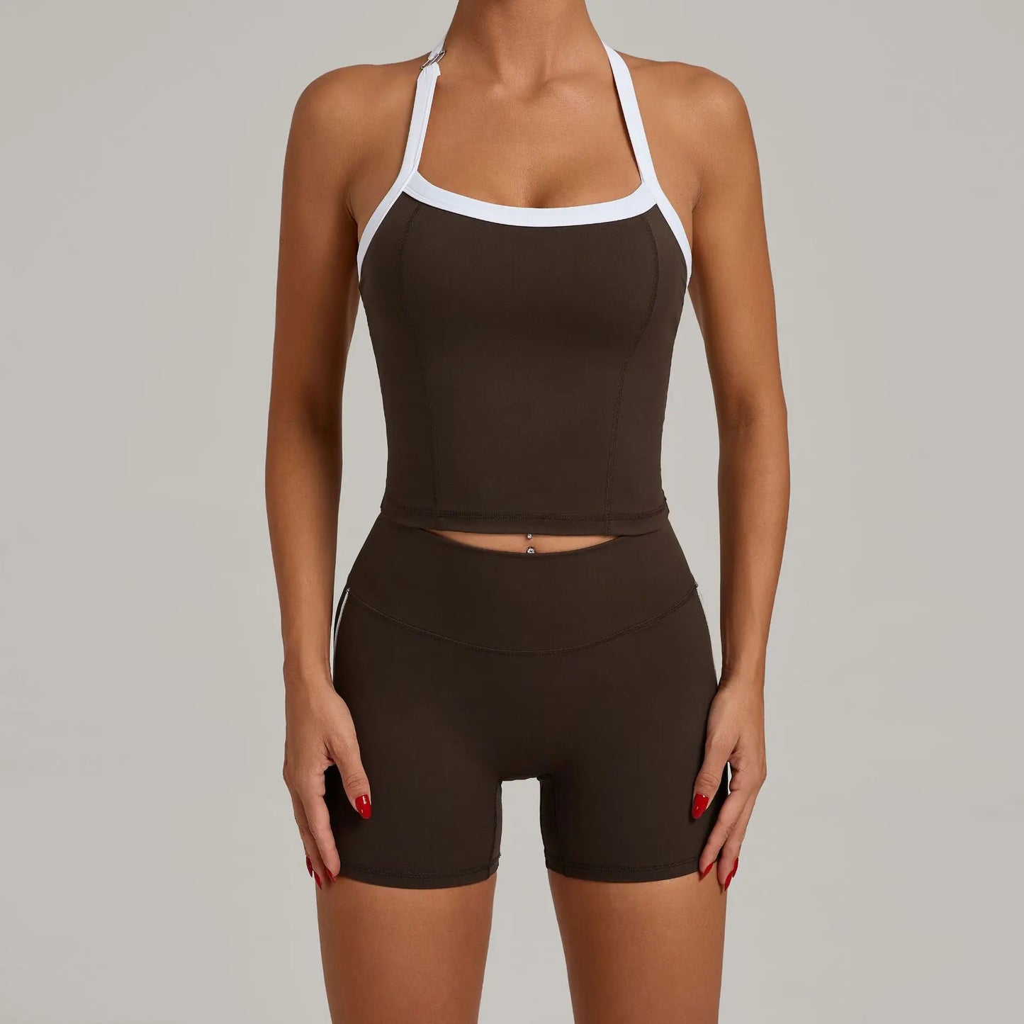 CLOVER HALTERNECK SINGLET & SEAMLESS SHORTS SET