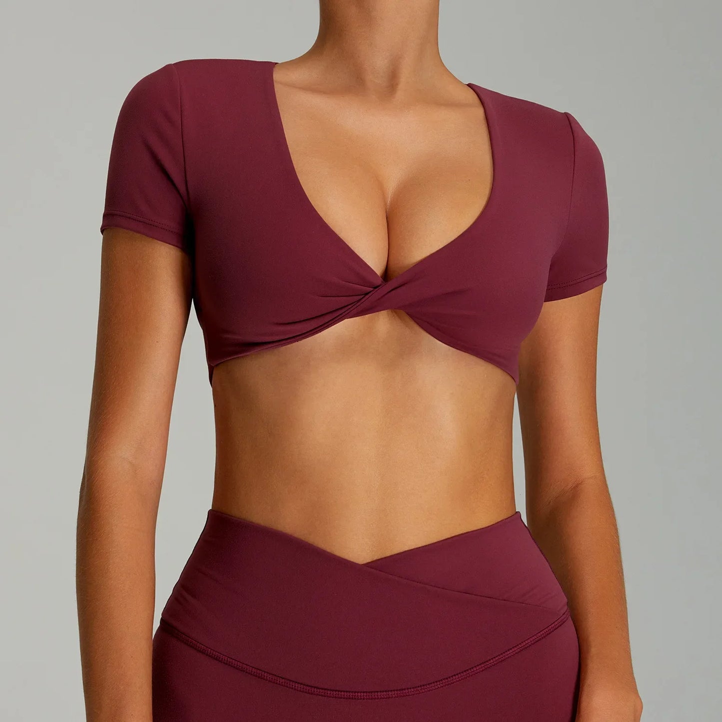 GLOWLINE CROPPED TWIST FRONT TEE