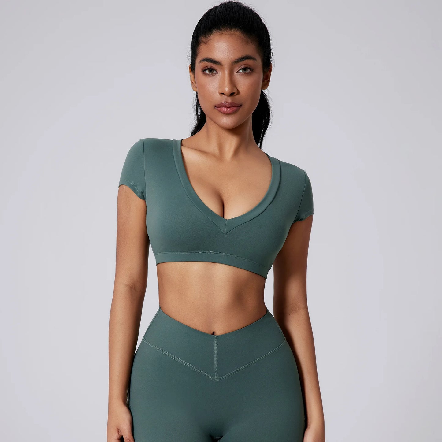 FAWN CROPPED V-NECK TEE