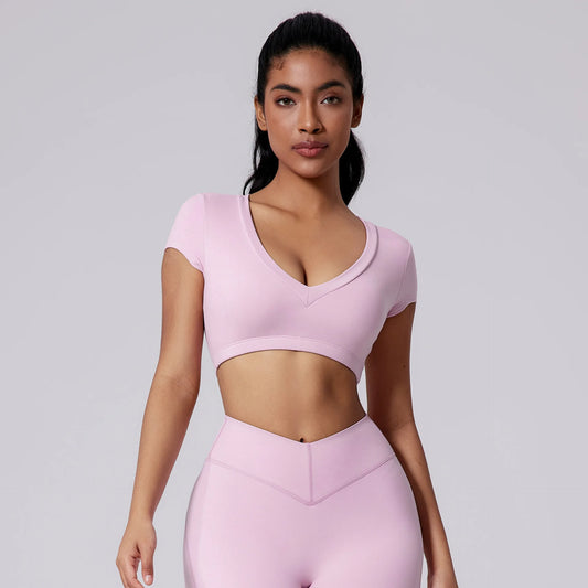 FAWN CROPPED V-NECK TEE