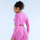 THE AURA TWIST FRONT LONG SLEEVE CROP-Long Sleeve Shirts-Gym Giants