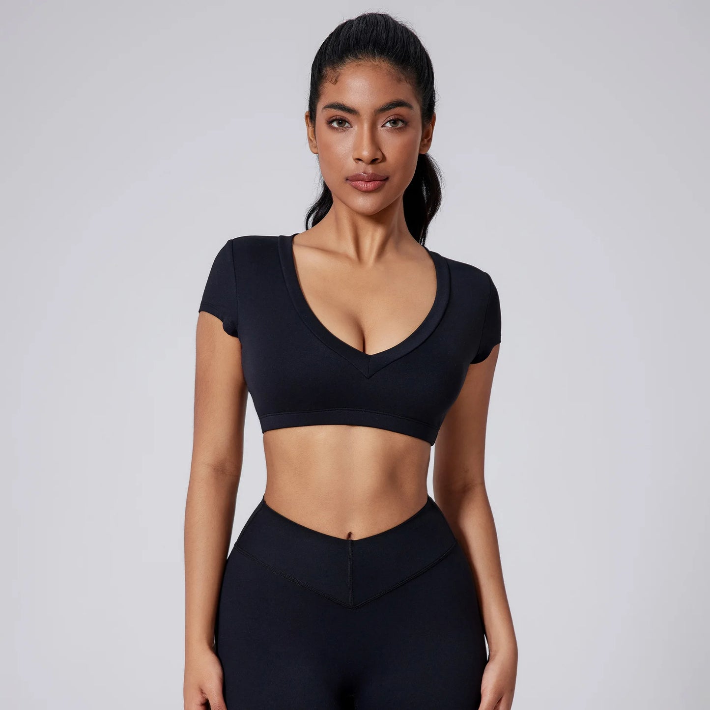 FAWN CROPPED V-NECK TEE