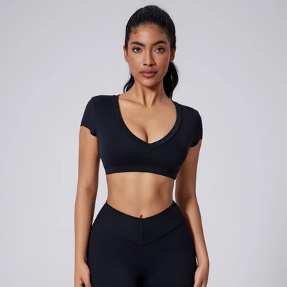 FAWN CROPPED V-NECK TEE