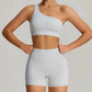 THE MURMUR ONE-SHOULDER SPORTS BRA AND SHORTS SET