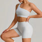 THE MURMUR ONE-SHOULDER SPORTS BRA AND SHORTS SET