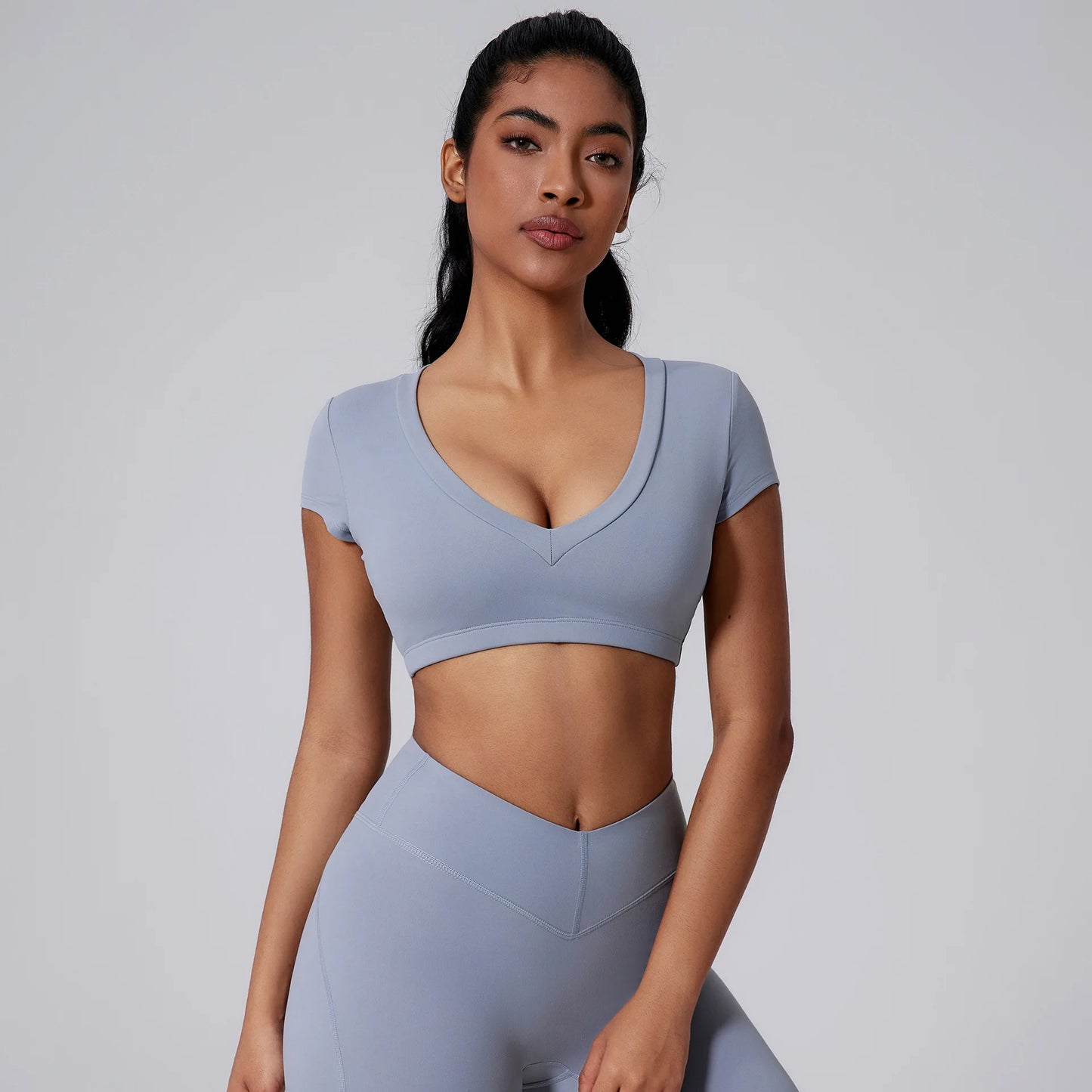 FAWN CROPPED V-NECK TEE