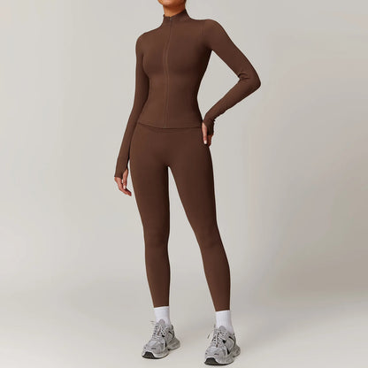 THE EVESSA SEAMLESS JACKET & LEGGINGS SET-Workout Sets-Gym Giants