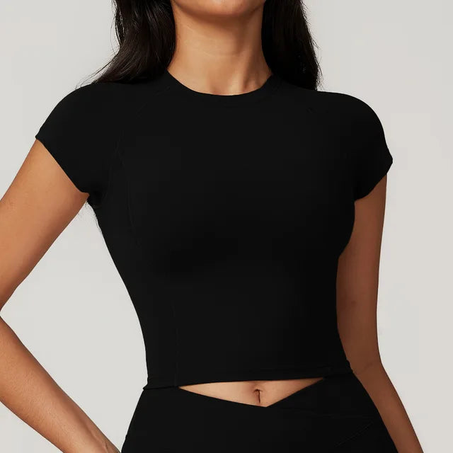 THE TARIJA COMPRESSION CROP TEE-T-Shirts-Gym Giants