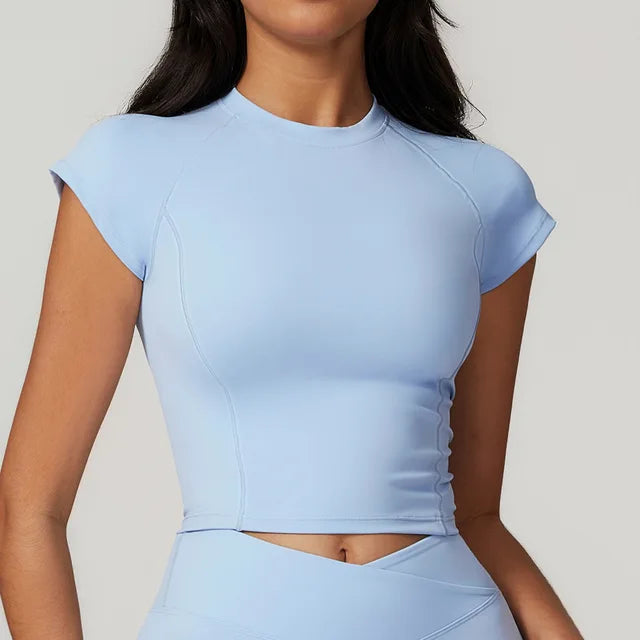 THE TARIJA COMPRESSION CROP TEE-T-Shirts-Gym Giants