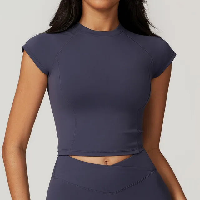 THE TARIJA COMPRESSION CROP TEE-T-Shirts-Gym Giants
