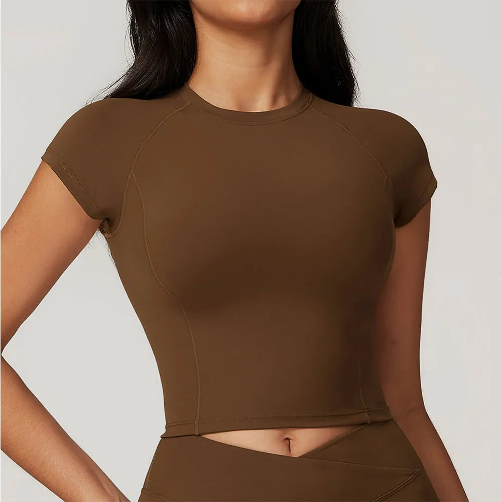 THE TARIJA COMPRESSION CROP TEE-T-Shirts-Gym Giants