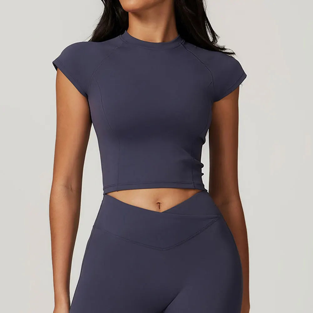 THE TARIJA COMPRESSION CROP TEE-T-Shirts-Gym Giants