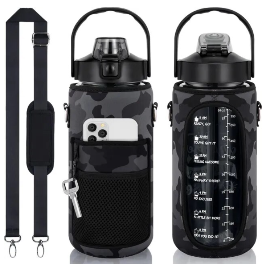 HydroShield 2L Insulated Water Bottle: Leakproof Design, Pop-Up Straw, Eco-Friendly, and Stylish Storage Sleeve – Elevate Your Hydration Game!