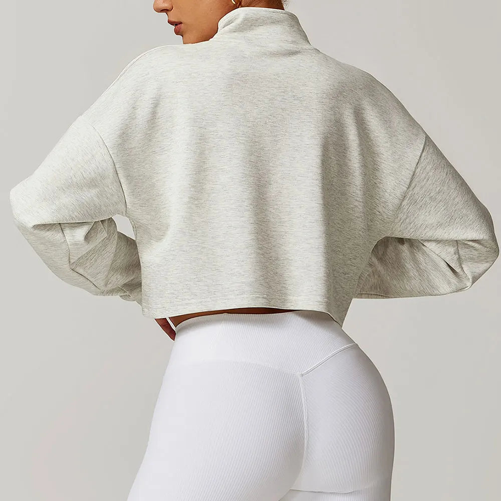 THE SOLINA CROPPED HALF-ZIP SWEATER