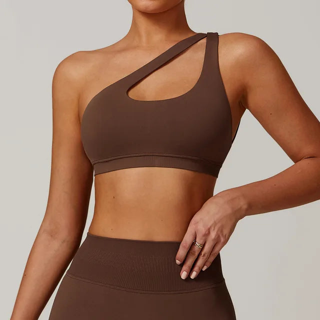 THE EVESSA ONE SHOULDER SPORTS BRA-Sports Bras-Gym Giants