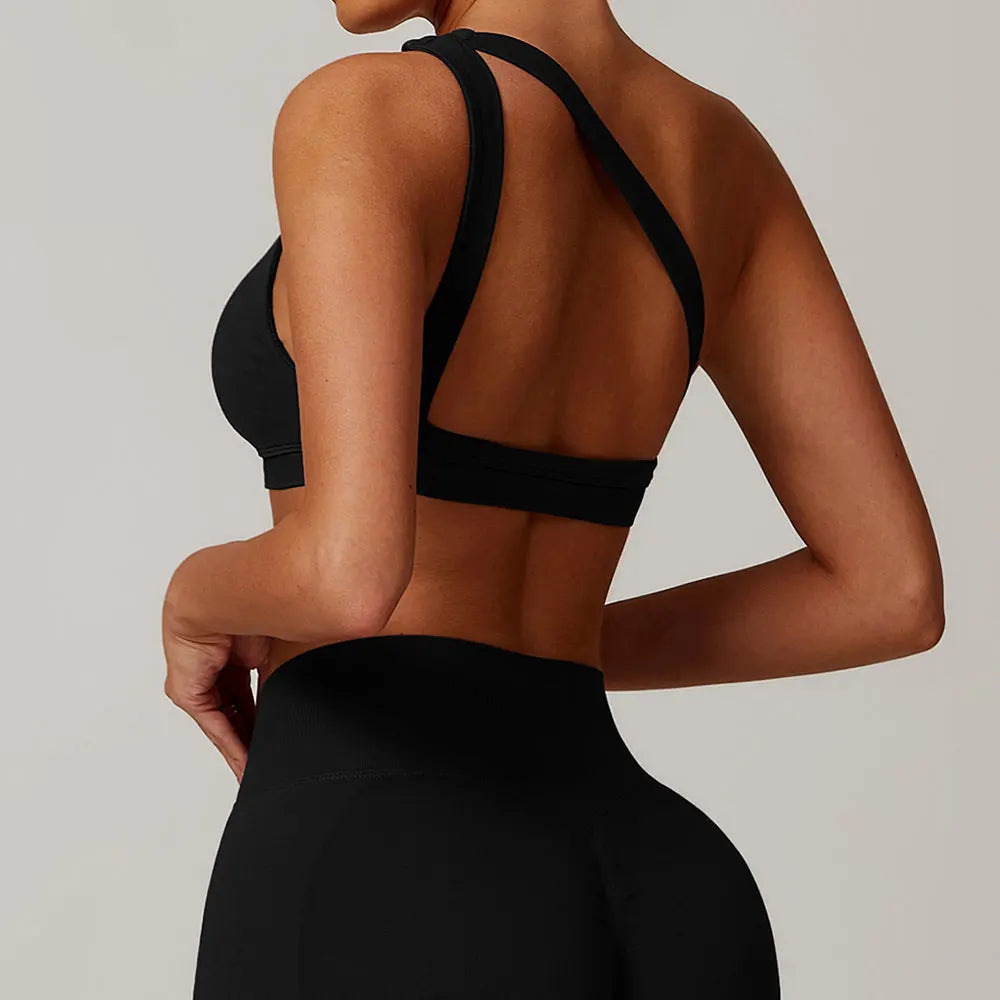 THE EVESSA ONE SHOULDER SPORTS BRA-Sports Bras-Gym Giants