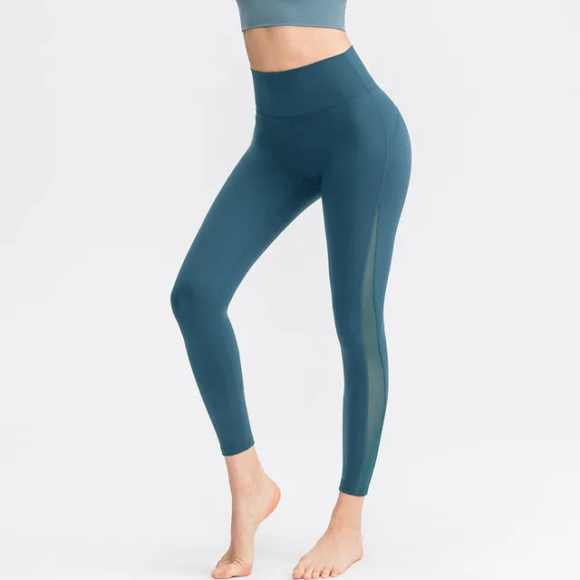 THE DAWN MESH PANEL SEAMLESS LEGGINGS-Leggings-Gym Giants