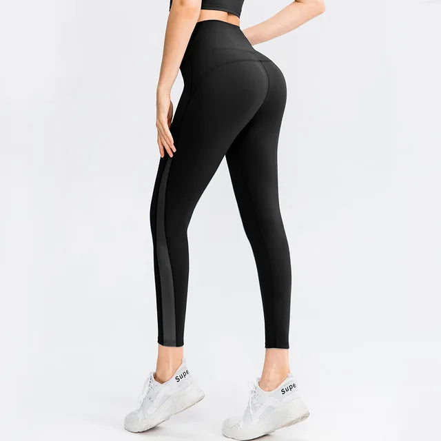 THE DAWN MESH PANEL SEAMLESS LEGGINGS-Leggings-Gym Giants