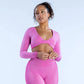 THE AURA TWIST FRONT LONG SLEEVE CROP-Long Sleeve Shirts-Gym Giants