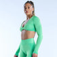 THE AURA TWIST FRONT LONG SLEEVE CROP-Long Sleeve Shirts-Gym Giants